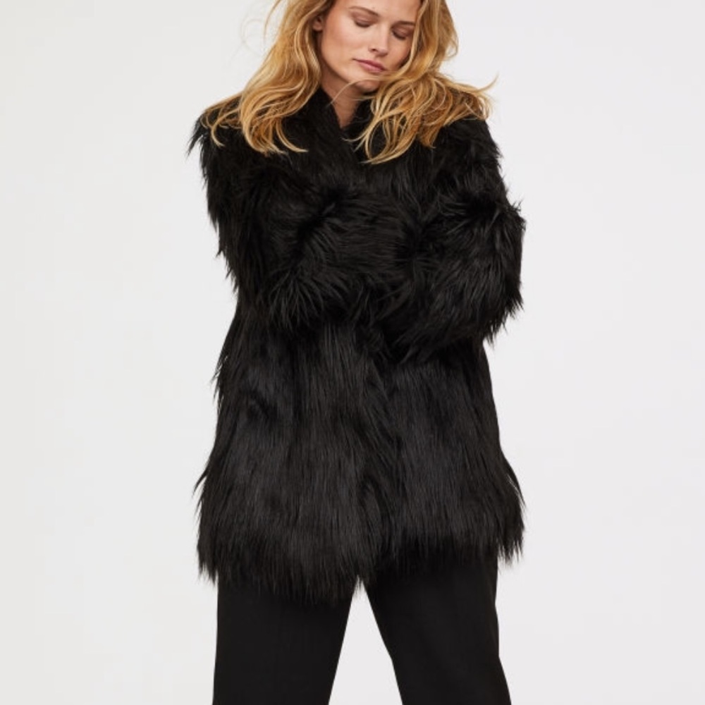 H&M faux fur oversized coat